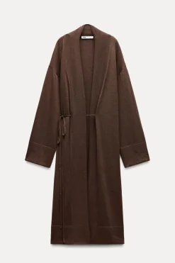 Online CHAQUETA LARGA PUNTO LISO Mujer Cárdigan / Jerséis|Punto