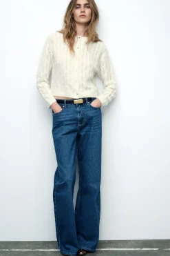 Clearance CHAQUETA ONDAS CON LANA Mujer Cárdigan / Jerséis|Punto