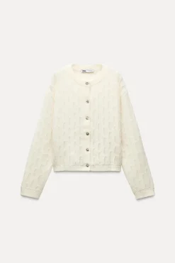 Clearance CHAQUETA ONDAS CON LANA Mujer Cárdigan / Jerséis|Punto