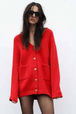 Clearance CHAQUETA OVERSIZE 100% LANA Mujer Cárdigan / Jerséis|Punto