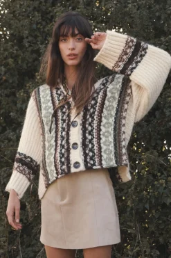 Outlet CHAQUETA OVERSIZE JACQUARD Mujer Cárdigan / Jerséis|Punto