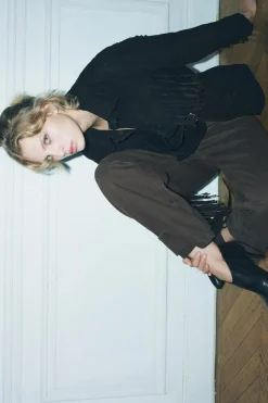 Clearance CHAQUETA PIEL ANTE FLECOS ZW COLLECTION Mujer Chaquetas / Cazadoras