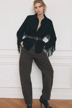 Clearance CHAQUETA PIEL ANTE FLECOS ZW COLLECTION Mujer Chaquetas / Cazadoras