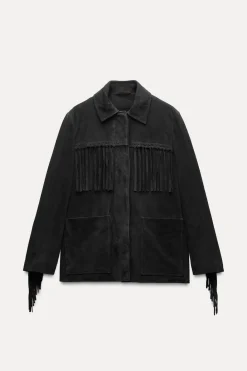 Clearance CHAQUETA PIEL ANTE FLECOS ZW COLLECTION Mujer Chaquetas / Cazadoras