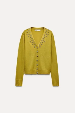 Online CHAQUETA PUNTO ABALORIOS JOYA Mujer Cárdigan / Jerséis|Punto