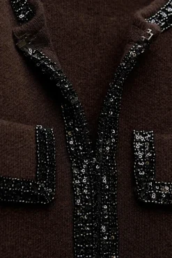 Best CHAQUETA PUNTO ABALORIOS 100% LANA Mujer Cárdigan / Jerséis|Punto