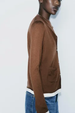 Outlet CHAQUETA PUNTO ACABADOS COMBINADOS Mujer Cárdigan / Jerséis|Punto