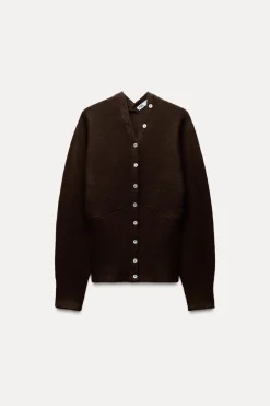 New CHAQUETA PUNTO BAJO ENTALLADO Mujer Cárdigan / Jerséis|Punto