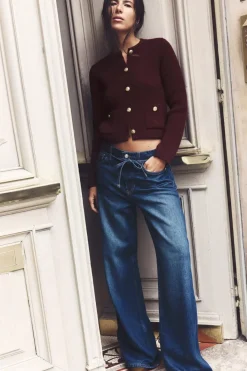 New CHAQUETA PUNTO BOTÓN DORADO Mujer Cárdigan / Jerséis|Punto