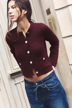 New CHAQUETA PUNTO BOTÓN DORADO Mujer Cárdigan / Jerséis|Punto