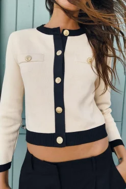 Fashion CHAQUETA PUNTO BOTONES DORADOS Mujer Cárdigan / Jerséis|Punto