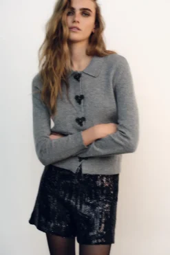 Clearance CHAQUETA PUNTO BOTONES LAZOS Mujer Cárdigan / Jerséis|Punto