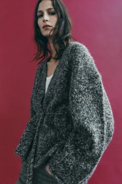 Fashion CHAQUETA PUNTO CINTURÓN Mujer Cárdigan / Jerséis|Punto