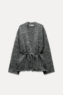 Fashion CHAQUETA PUNTO CINTURÓN Mujer Cárdigan / Jerséis|Punto