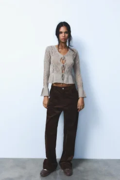 Discount CHAQUETA PUNTO COMBINADO ENCAJE Mujer Cárdigan / Jerséis|Punto