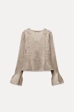 Discount CHAQUETA PUNTO COMBINADO ENCAJE Mujer Cárdigan / Jerséis|Punto