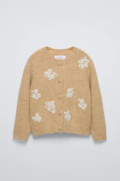 Niños ZARA 6 - 14 Años·Punto<CHAQUETA PUNTO CON LANA FLORES