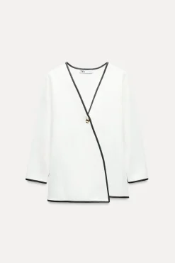 Discount CHAQUETA PUNTO CRUZADA VIVOS CONTRASTE Mujer Blazers / Chalecos|Cárdigan / Jerséis