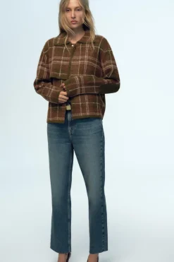 Hot CHAQUETA PUNTO CUADROS Mujer Cárdigan / Jerséis|Punto