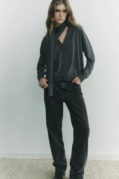 Online CHAQUETA PUNTO CUELLO BUFANDA Mujer Cárdigan / Jerséis|Punto