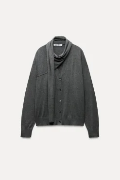 Online CHAQUETA PUNTO CUELLO BUFANDA Mujer Cárdigan / Jerséis|Punto