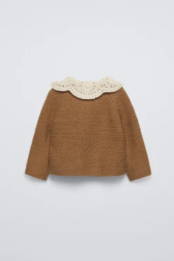 Niños ZARA 6 - 18 Meses·Punto<CHAQUETA PUNTO CUELLO CROCHET