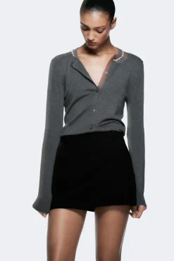 Best CHAQUETA PUNTO CUELLO JOYAS Mujer Cárdigan / Jerséis|Punto