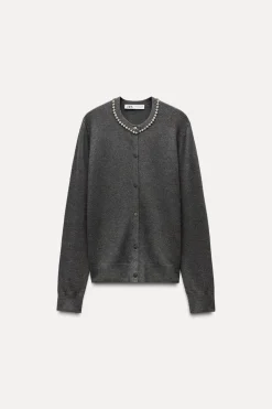 Best CHAQUETA PUNTO CUELLO JOYAS Mujer Cárdigan / Jerséis|Punto