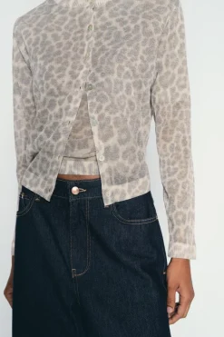 New CHAQUETA PUNTO ESTAMPADO ANIMAL Mujer Cárdigan / Jerséis|Punto