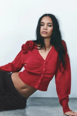 Clearance CHAQUETA PUNTO FLORES Mujer Cárdigan / Jerséis|Punto