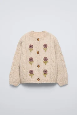 Niños ZARA 1½ - 6 Años·Punto|6 - 18 Meses·Punto<CHAQUETA PUNTO FLORES BORDADAS