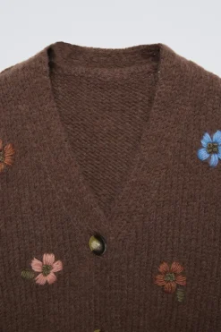 Niños ZARA 1½ - 6 Años·Punto|6 - 18 Meses·Punto<CHAQUETA PUNTO FLORES BORDADAS