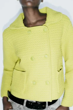 Fashion CHAQUETA PUNTO GRUESO CUELLO BOBO Mujer Cárdigan / Jerséis|Punto