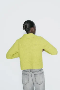 Fashion CHAQUETA PUNTO GRUESO CUELLO BOBO Mujer Cárdigan / Jerséis|Punto