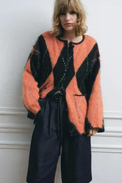 Outlet CHAQUETA PUNTO JACQUARD Mujer Cárdigan / Jerséis|Punto