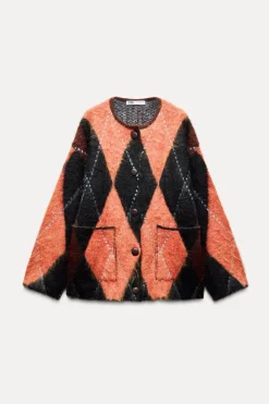 Outlet CHAQUETA PUNTO JACQUARD Mujer Cárdigan / Jerséis|Punto