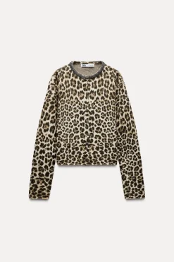 Fashion CHAQUETA PUNTO JACQUARD ANIMAL CUELLO JOYA Mujer Cárdigan / Jerséis|Punto