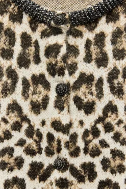 Fashion CHAQUETA PUNTO JACQUARD ANIMAL CUELLO JOYA Mujer Cárdigan / Jerséis|Punto