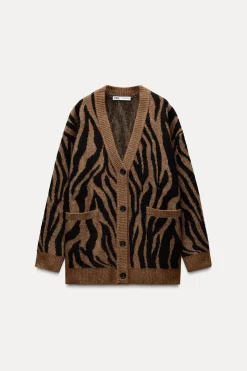 Sale CHAQUETA PUNTO JACQUARD ANIMAL Mujer Cárdigan / Jerséis|Punto