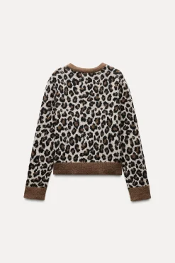 New CHAQUETA PUNTO JACQUARD ANIMAL Mujer Cárdigan / Jerséis|Punto