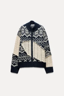 Best CHAQUETA PUNTO JACQUARD OCHOS Mujer Cárdigan / Jerséis|Punto