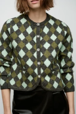 Clearance CHAQUETA PUNTO JACQUARD ROMBOS Mujer Cárdigan / Jerséis|Punto
