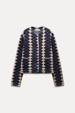 Clearance CHAQUETA PUNTO JACQUARD ROMBOS Mujer Cárdigan / Jerséis|Punto