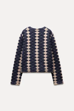 Clearance CHAQUETA PUNTO JACQUARD ROMBOS Mujer Cárdigan / Jerséis|Punto