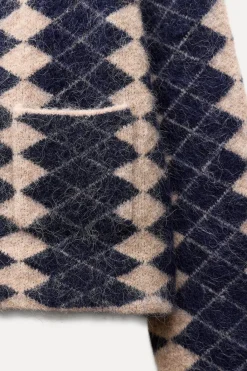 Clearance CHAQUETA PUNTO JACQUARD ROMBOS Mujer Cárdigan / Jerséis|Punto