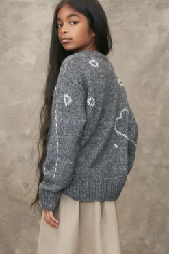 Niños ZARA 6 - 14 Años·Punto<CHAQUETA PUNTO LANA FLORES BORDADAS LIMITED EDITION