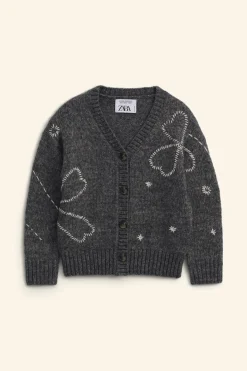 Niños ZARA 6 - 14 Años·Punto<CHAQUETA PUNTO LANA FLORES BORDADAS LIMITED EDITION