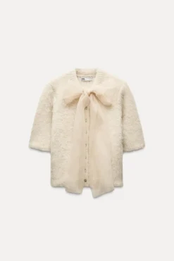 Discount CHAQUETA PUNTO LAZO ORGANZA Mujer Cárdigan / Jerséis|Punto