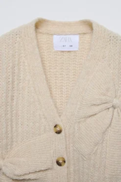 Niños ZARA 6 - 14 Años·Punto<CHAQUETA PUNTO LAZOS