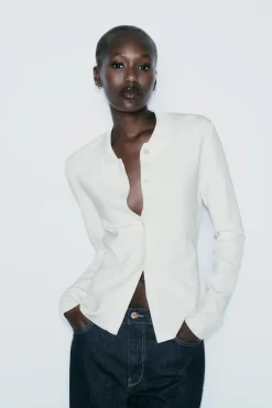 Online CHAQUETA PUNTO LISO Mujer Cárdigan / Jerséis|Punto